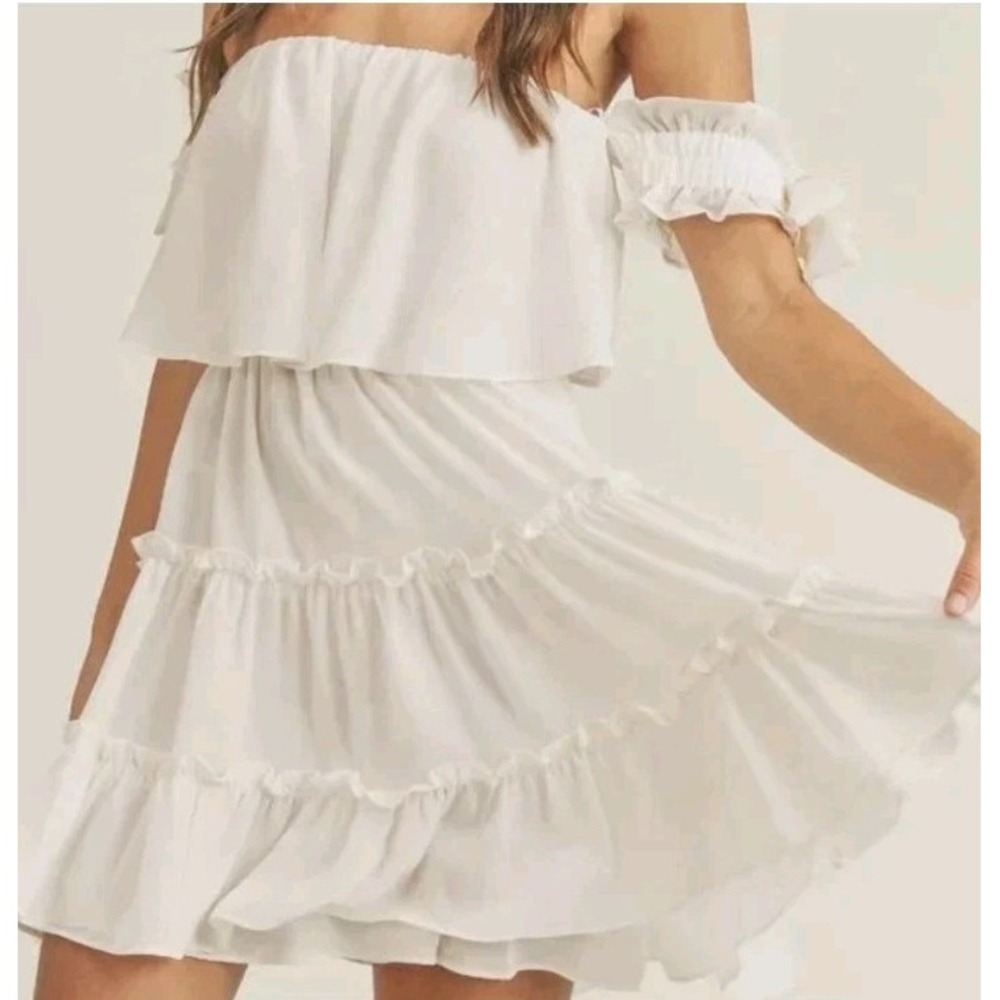 NWOT Anthropologie Mabel Rayna Mini Dress Sz M Bow Cap Sleeve Flowy Boho Fairy